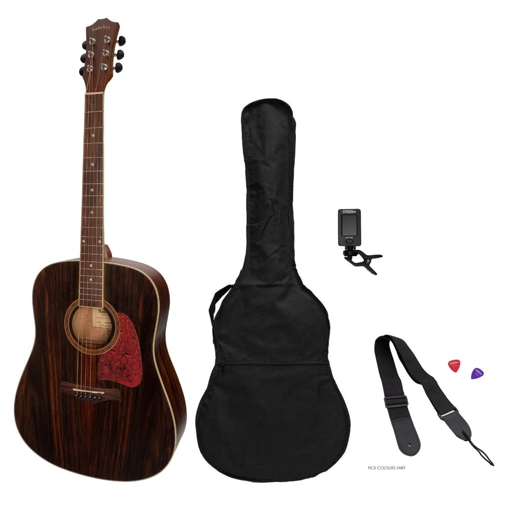 -Sanchez Acoustic Dreadnought Guitar Pack (Rosewood)-Living Music