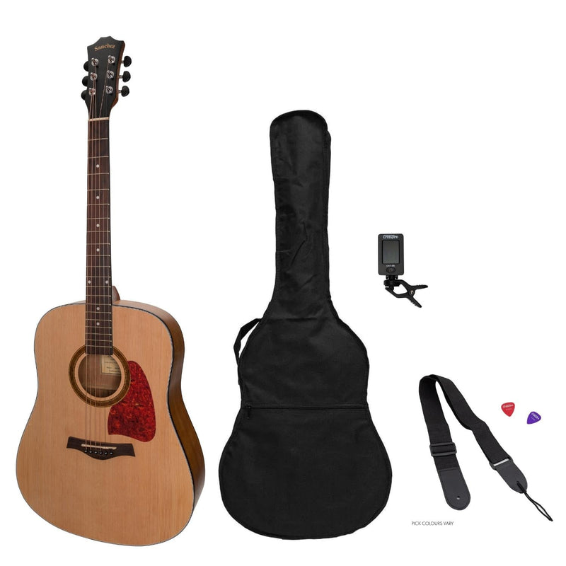 -Sanchez Acoustic Dreadnought Guitar Pack (Spruce/Acacia)-Living Music