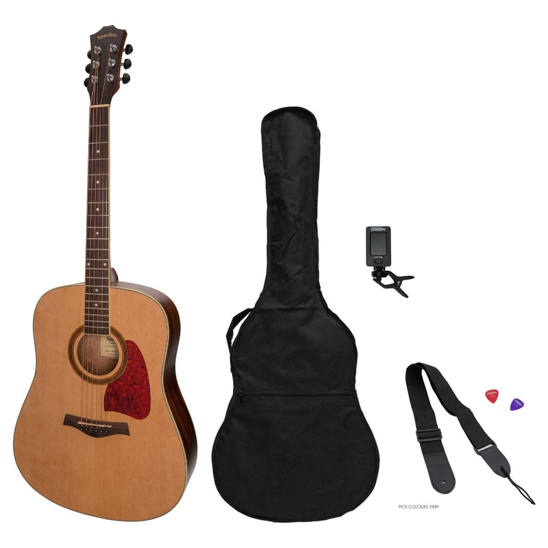 -Sanchez Acoustic Dreadnought Guitar Pack (Spruce/Rosewood)-Living Music