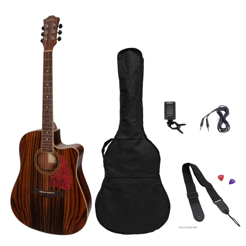 -Sanchez Acoustic-Electric Dreadnought Cutaway Guitar Pack (Rosewood)-Living Music