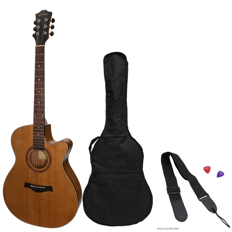 -Sanchez Acoustic-Electric Small Body Cutaway Guitar Pack (Acacia)-Living Music