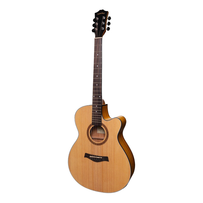 -Sanchez Acoustic-Electric Small Body Cutaway Guitar (Spruce/Koa)-Living Music