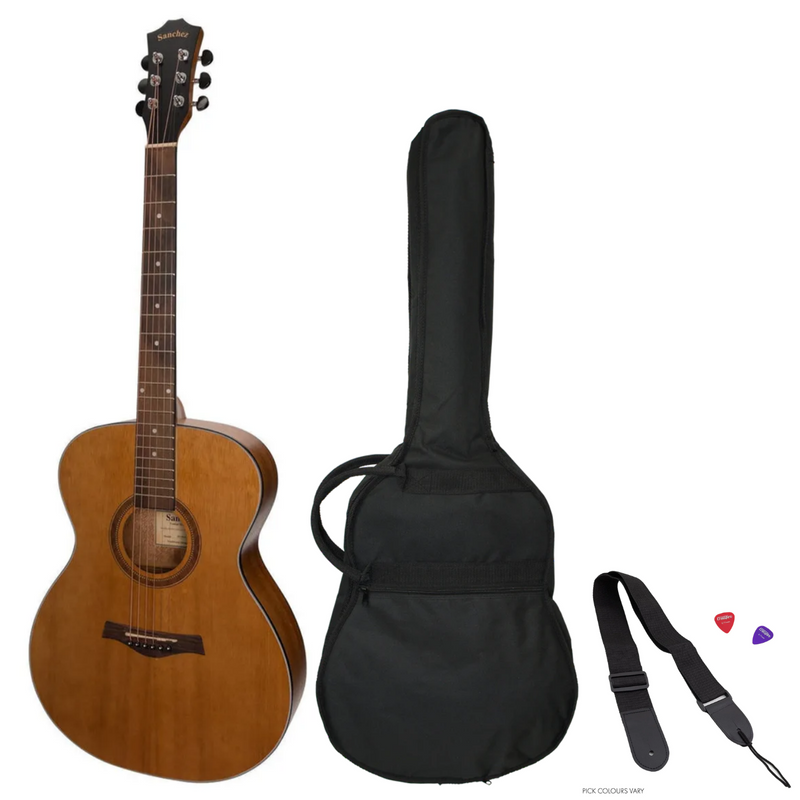 -Sanchez Acoustic-Electric Small Body Guitar Pack (Acacia)-Living Music