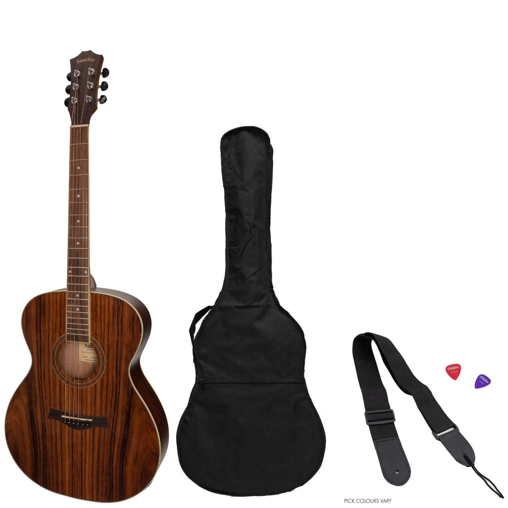 -Sanchez Acoustic-Electric Small Body Guitar Pack (Rosewood)-Living Music