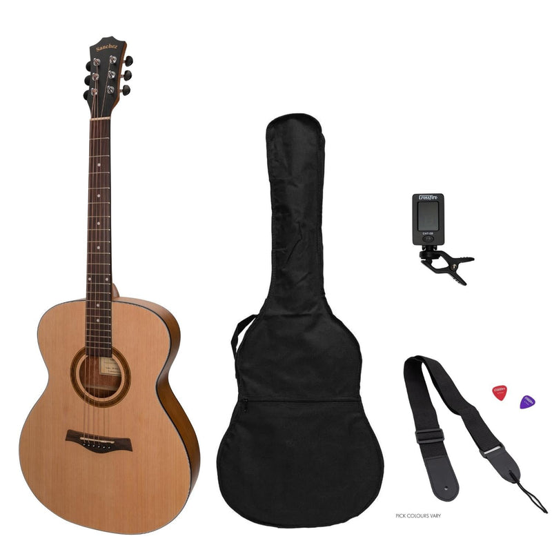 -Sanchez Acoustic Small Body Guitar Pack (Spruce/Acacia)-Living Music