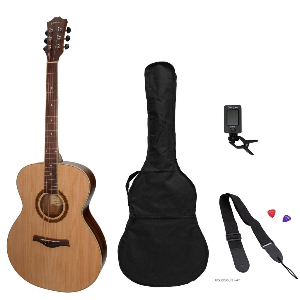 -Sanchez Acoustic Small Body Guitar Pack (Spruce/Rosewood)-Living Music