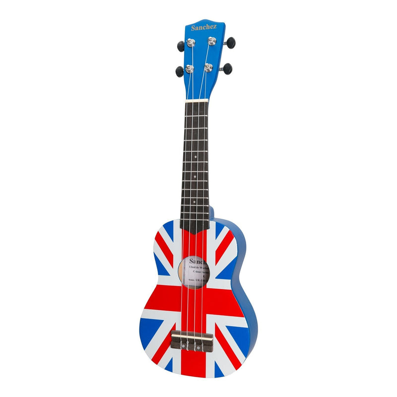 SU-F30-9-Sanchez 'Friendly Folk' Soprano Ukulele (Blue/UK Flag)-Living Music