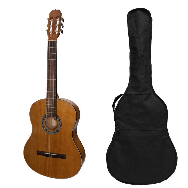-Sanchez Full Size Student Acoustic-Electric Classical Guitar with Pickup and Gig Bag (Koa)-Living Music