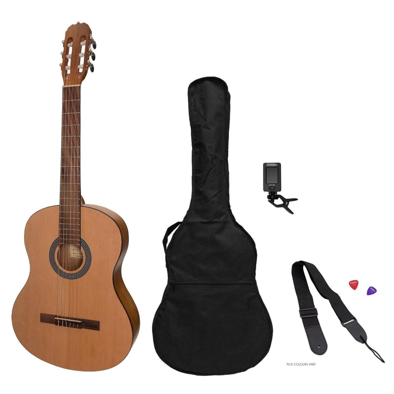 -Sanchez Full-size Size Student Classical Guitar Pack (Spruce/Acacia)-Living Music