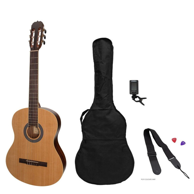 -Sanchez Full-size Size Student Classical Guitar Pack (Spruce/Rosewood)-Living Music