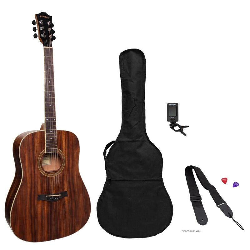 -Sanchez Left Handed Acoustic Dreadnought Guitar Pack (Rosewood)-Living Music