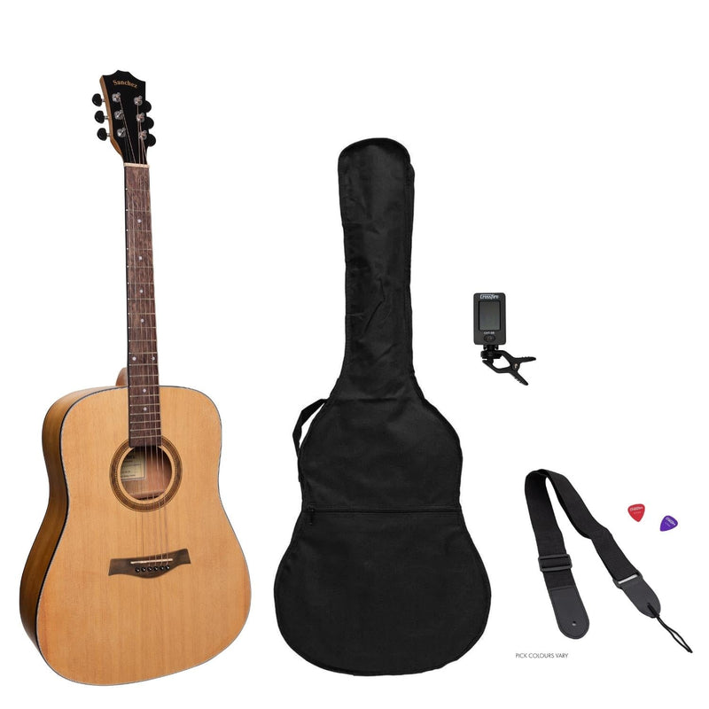 -Sanchez Left Handed Acoustic Dreadnought Guitar Pack (Spruce/Acacia)-Living Music