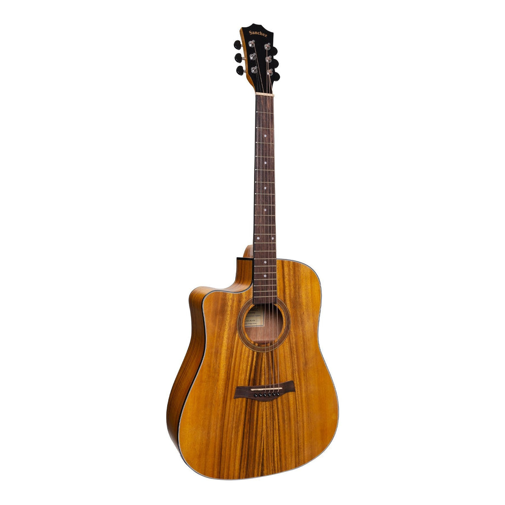 -Sanchez Left Handed Acoustic-Electric Dreadnought Cutaway Guitar (Koa)-Living Music