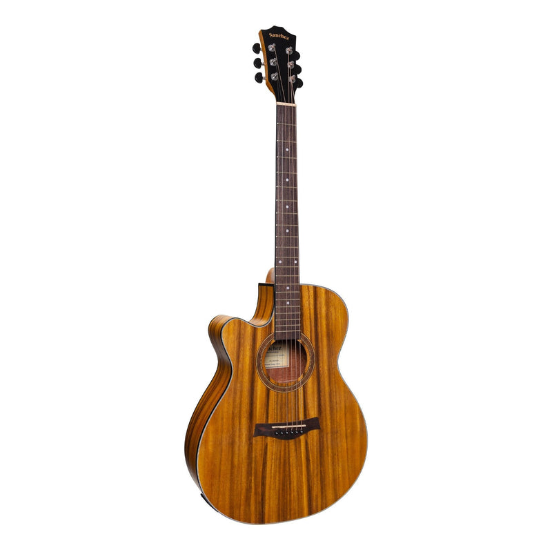 -Sanchez Left Handed Acoustic-Electric Small Body Cutaway Guitar (Koa)-Living Music