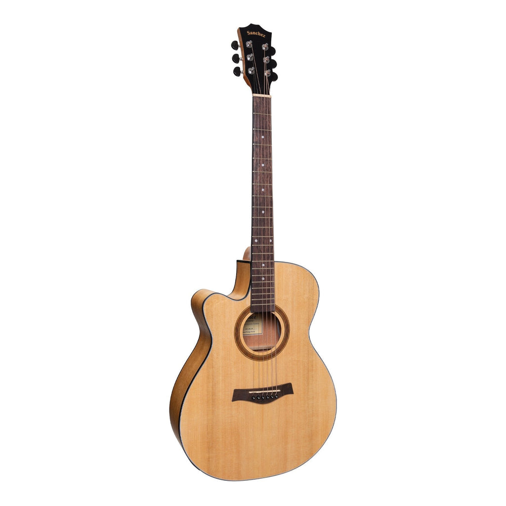 -Sanchez Left Handed Acoustic-Electric Small Body Cutaway Guitar (Spruce/Acacia)-Living Music