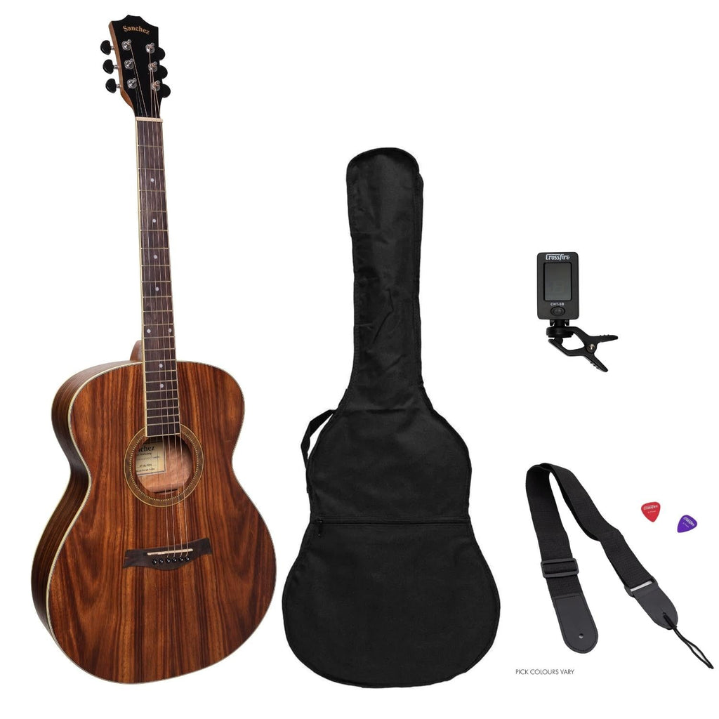 SP-F2L-RWD-Sanchez Left Handed Acoustic Small Body Guitar Pack (Rosewood)-Living Music