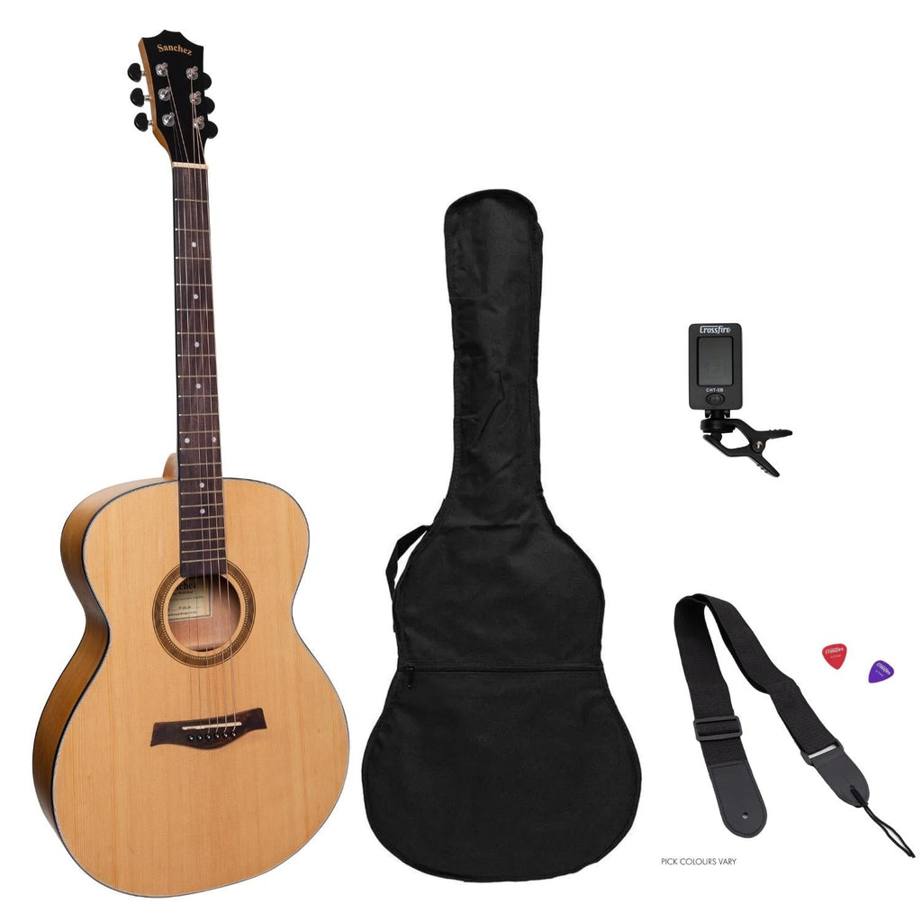 -Sanchez Left Handed Acoustic Small Body Guitar Pack (Spruce/Acacia)-Living Music