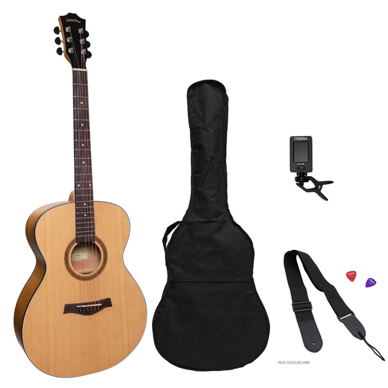 -Sanchez Left Handed Acoustic Small Body Guitar Pack (Spruce/Acacia)-Living Music