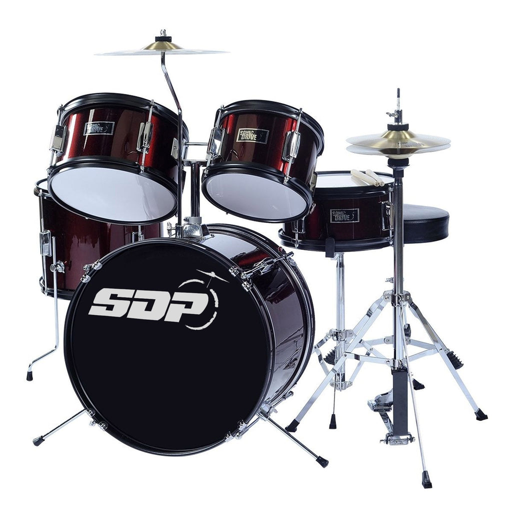 -Sonic Drive 5-Piece Junior Drum Kit (Metallic Wine Red)-Living Music