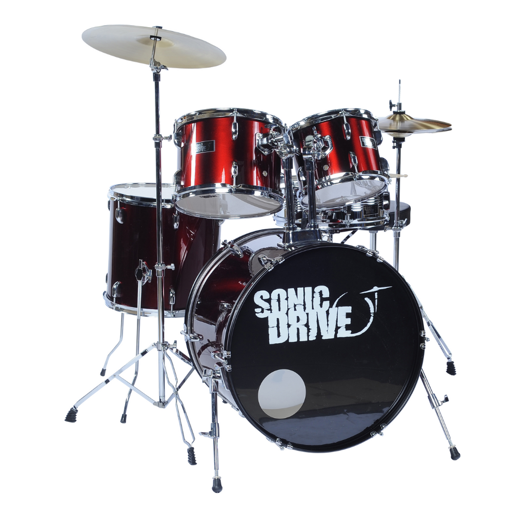 SDP-0-MWR-Sonic Drive 5-Piece Rock Drum Kit with 22" Bass Drum (Metallic Wine Red w/ Chrome Hardware)-Living Music