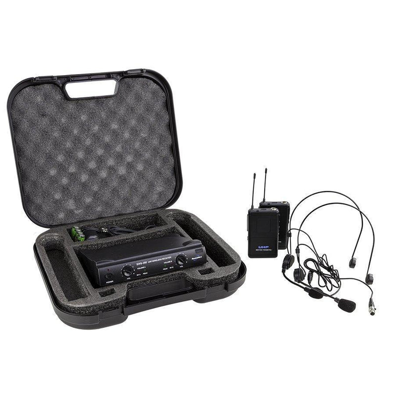 -SoundArt Dual Channel Wireless Microphone System with Lapel and Headset Mics-Living Music