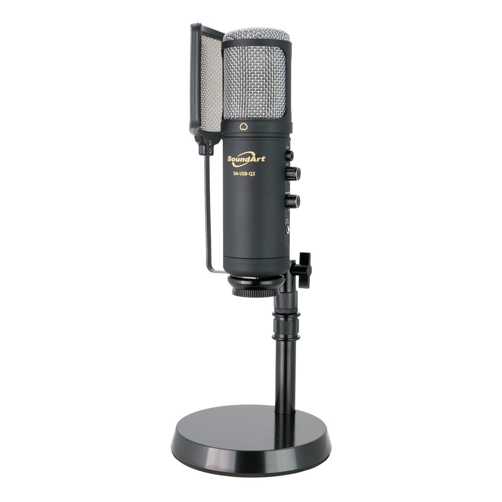 SM-USB-Q2-SoundArt Professional USB Condenser Studio Microphone Pack w/ Pop Filter, Desk Stand, USB Cable & Carry Case-Living Music