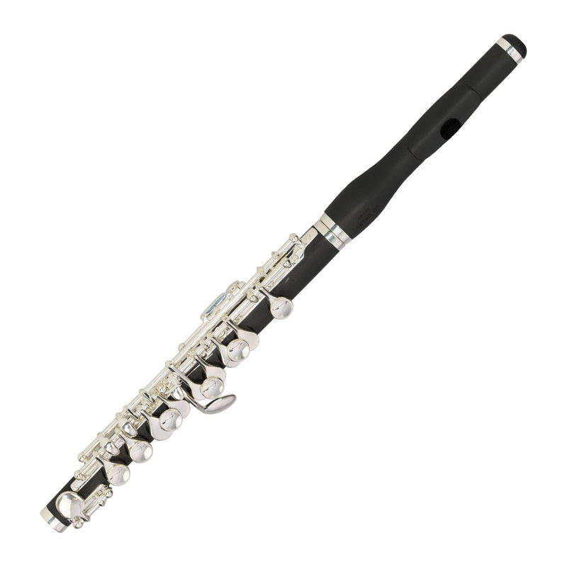 -Steinhoff Intermediate Ebonite Piccolo Flute (Black & Silver)-Living Music