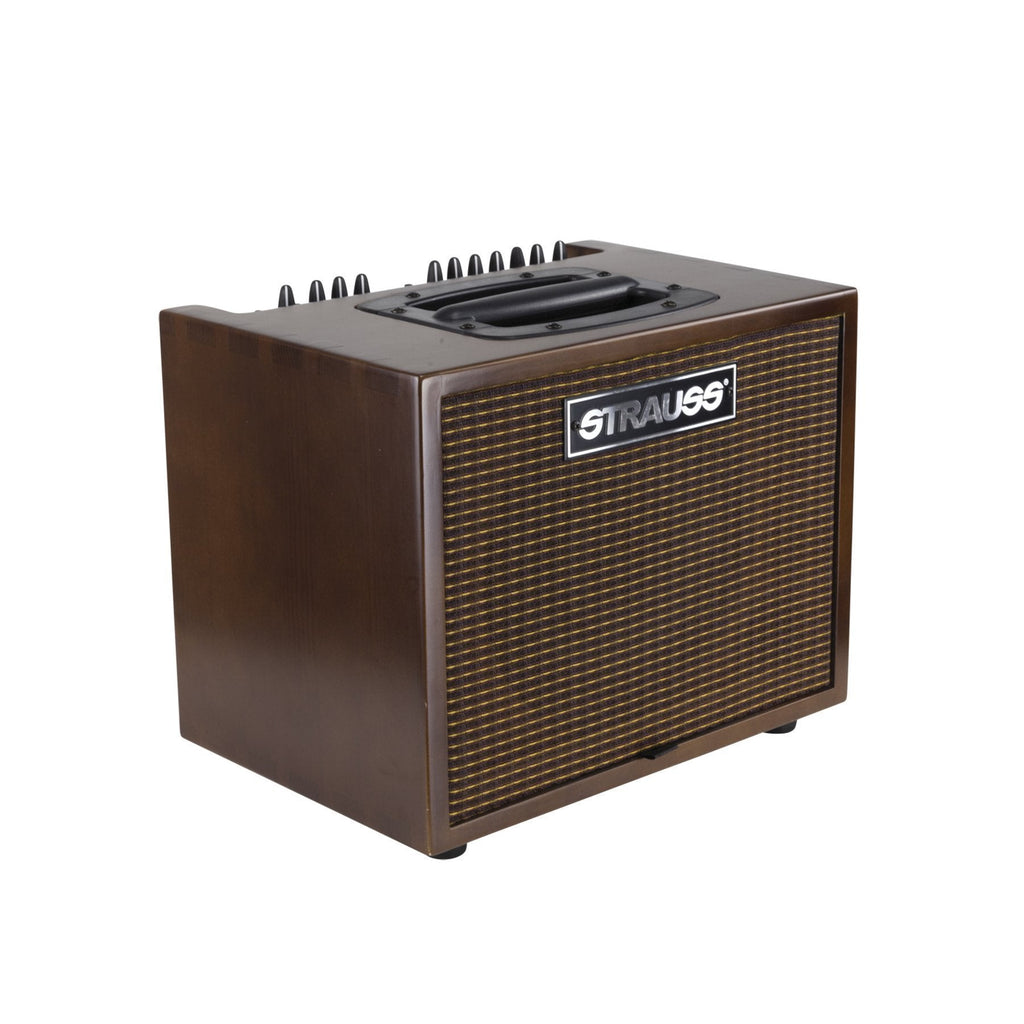 -Strauss 60 Watt Acoustic Guitar Combo Amplifier with Effects (Walnut)-Living Music
