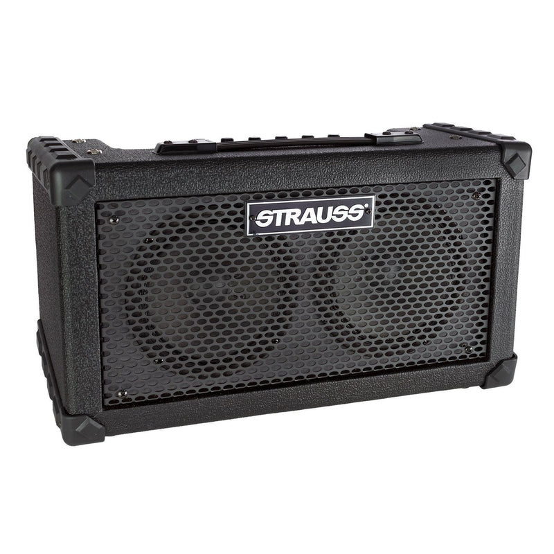 SBSK-F10-BLK-Strauss 'Busker' 20 Watt Solid State Rechargeable DC Amplifier (Black)-Living Music