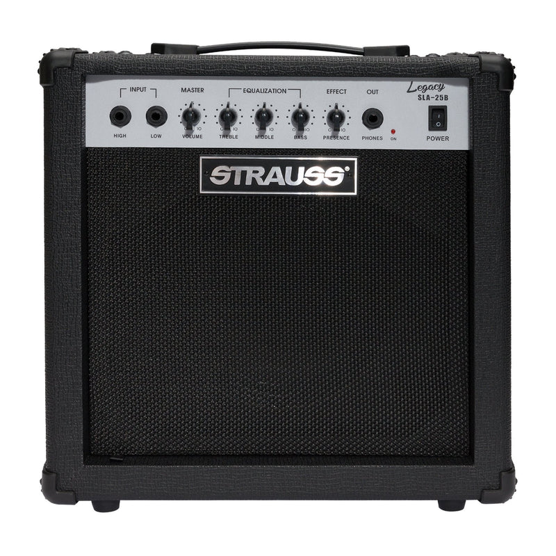 -Strauss 'Legacy' 25 Watt Combo Solid State Bass Amplifier (Black)-Living Music