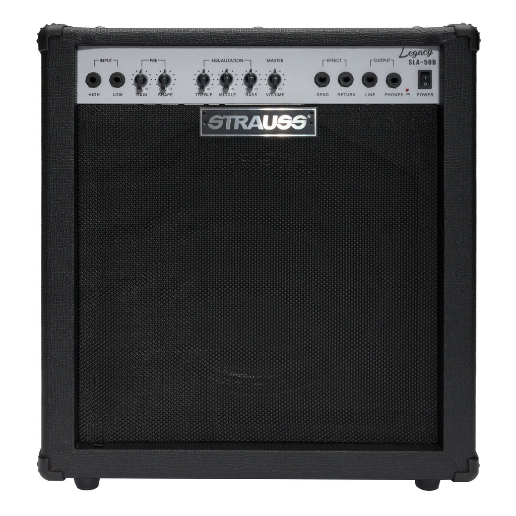 SLA-50B-BLK-Strauss 'Legacy' 50 Watt Combo Solid State Bass Amplifier (Black)-Living Music