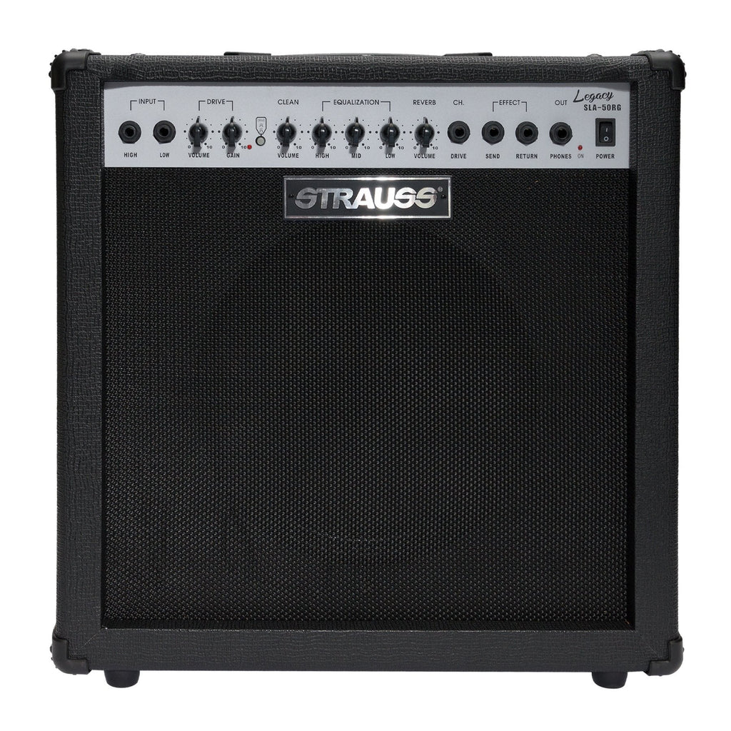 SLA-50RG-BLK-Strauss 'Legacy' 50 Watt Combo Solid State Guitar Amplifier (Black)-Living Music