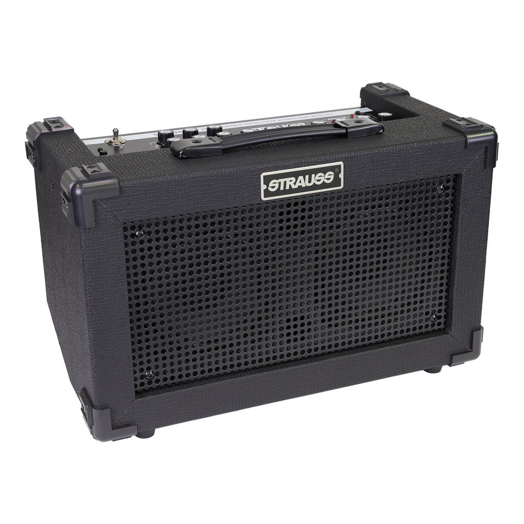 -Strauss 'Streetbox' 20 Watt Solid State Rechargeable DC Amplifier (Black)-Living Music