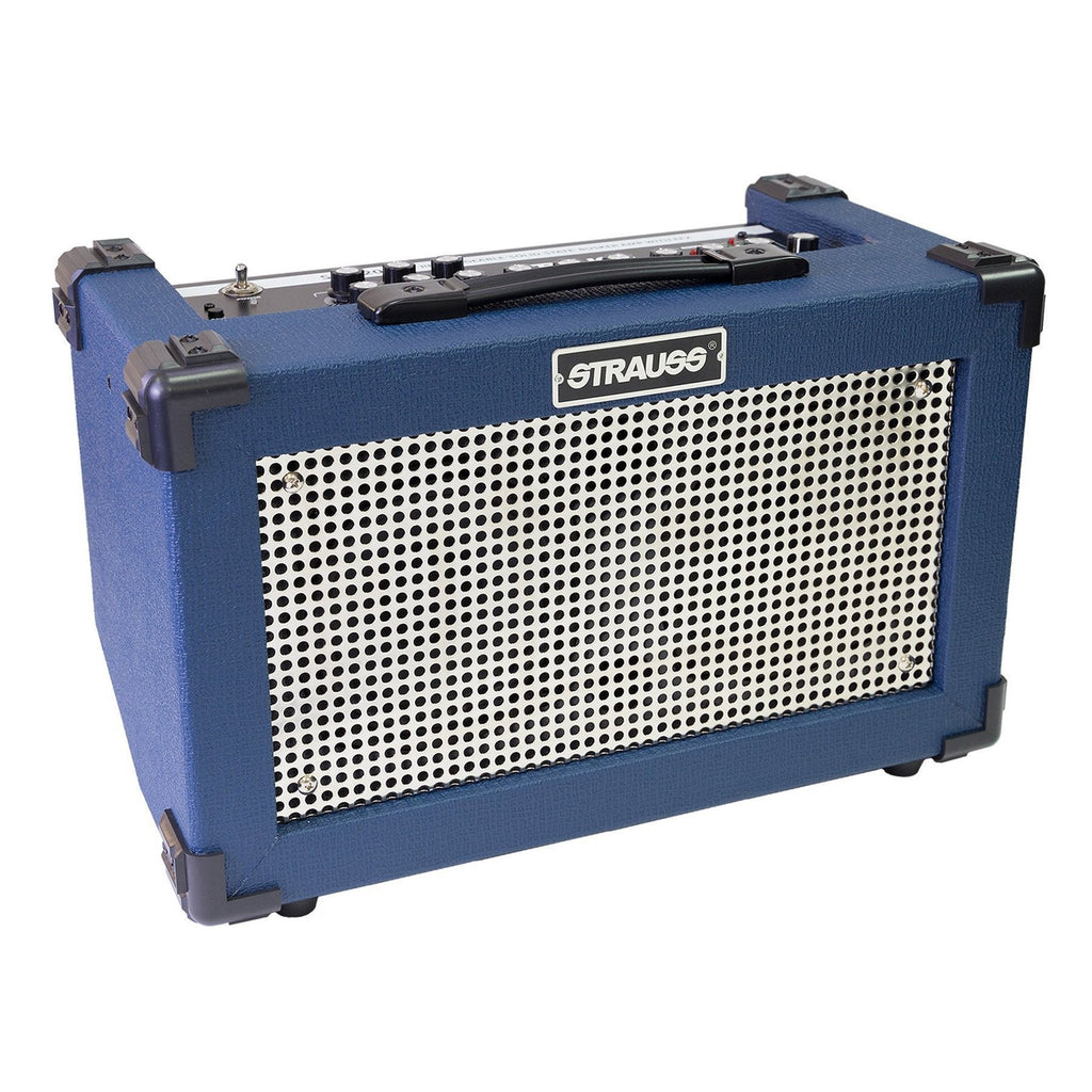 -Strauss 'Streetbox' 20 Watt Solid State Rechargeable DC Amplifier (Blue)-Living Music