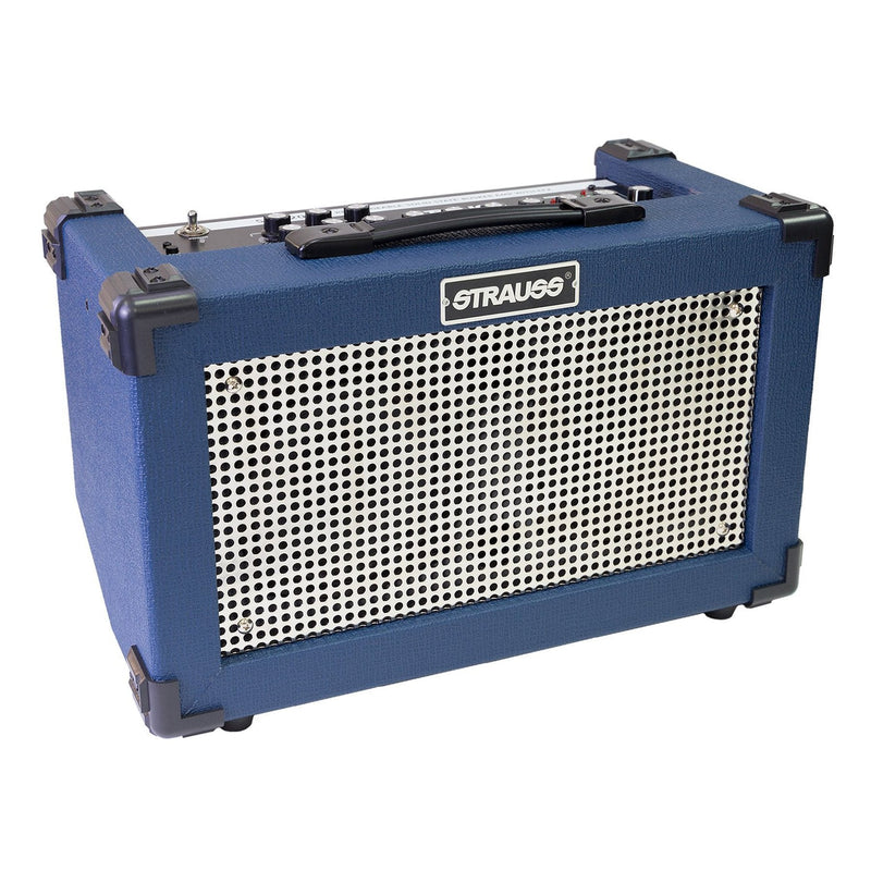 SBA-20FX-BLU-Strauss 'Streetbox' 20 Watt Solid State Rechargeable DC Amplifier (Blue)-Living Music