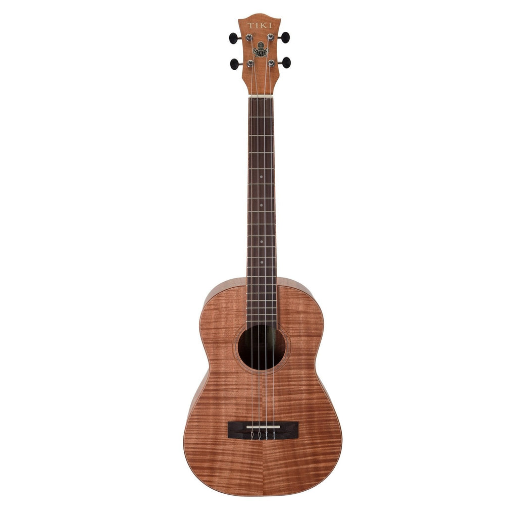 TFMB-2-NST-Tiki '2 Series' Mahogany Flame Top Baritone Ukulele with Gig Bag (Natural Satin)-Living Music