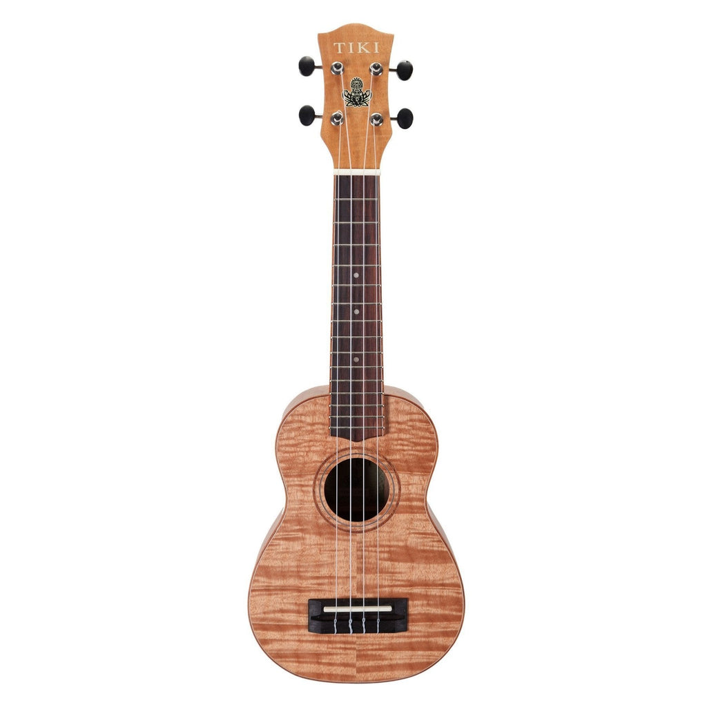 TFMS-2-NST-Tiki '2 Series' Mahogany Flame Top Soprano Ukulele with Gig Bag (Natural Satin)-Living Music