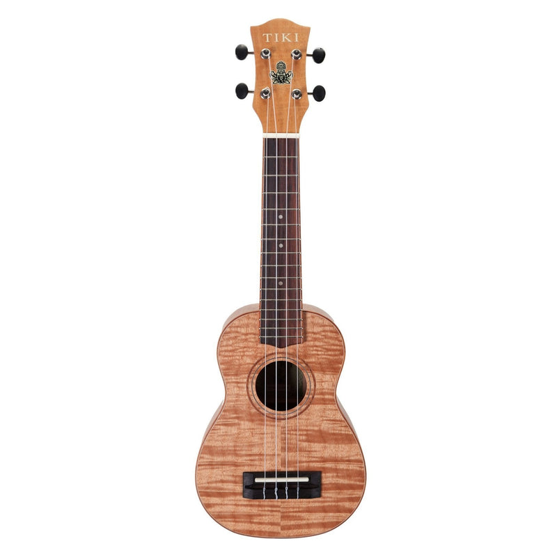 -Tiki '2 Series' Mahogany Flame Top Soprano Ukulele with Gig Bag (Natural Satin)-Living Music