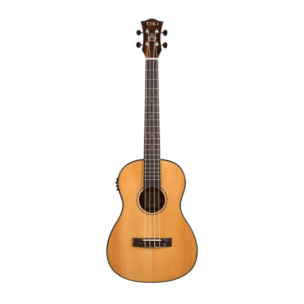 TSB-22P-NGL-Tiki '22 Series' Spruce Solid Top Electric Baritone Ukulele with Hard Case (Natural Gloss)-Living Music