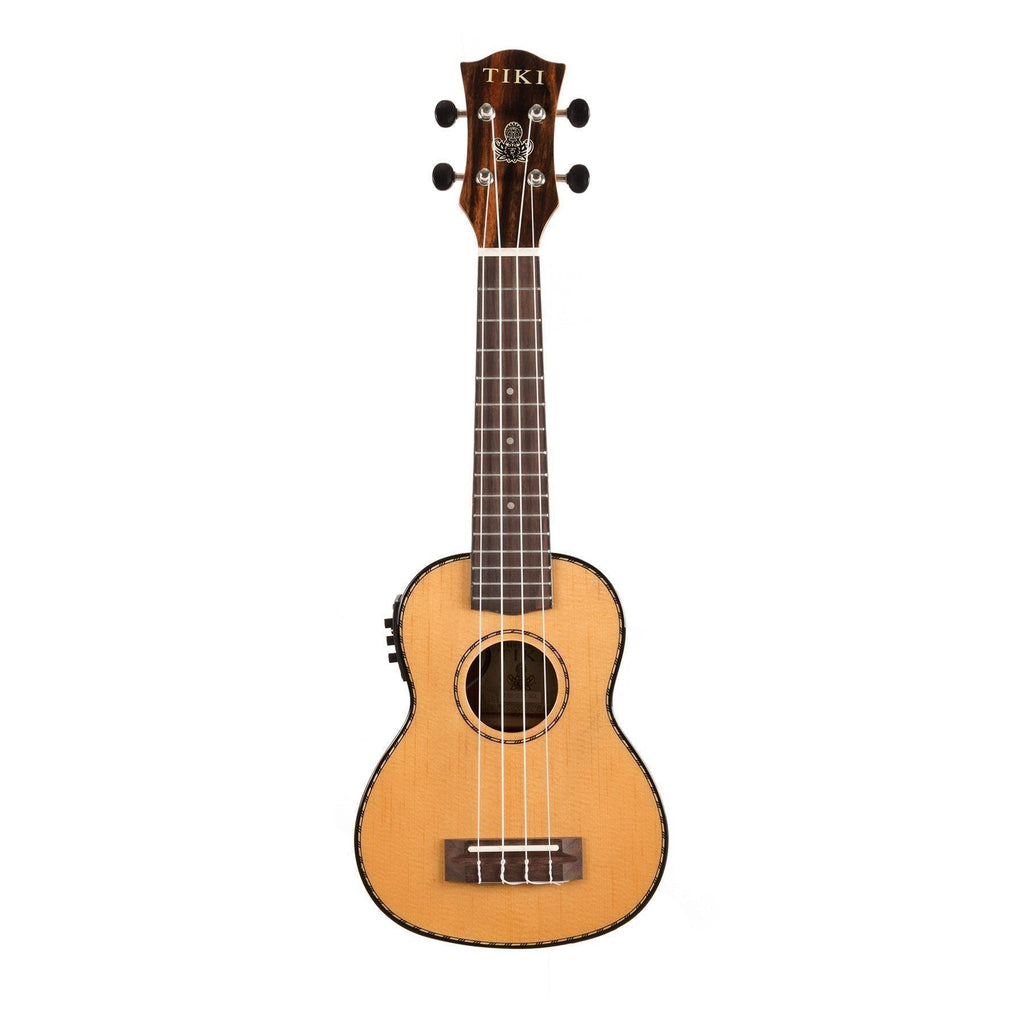 TSS-22P-NGL-Tiki '22 Series' Spruce Solid Top Electric Soprano Ukulele with Hard Case (Natural Gloss)-Living Music