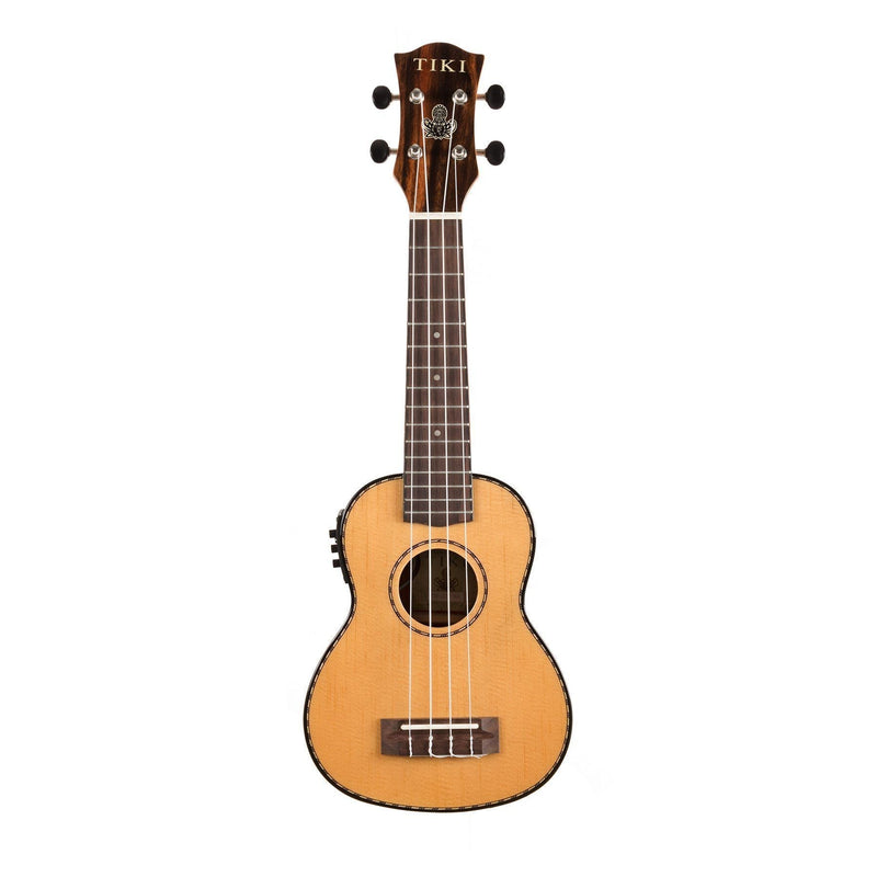 -Tiki '22 Series' Spruce Solid Top Electric Soprano Ukulele with Hard Case (Natural Gloss)-Living Music