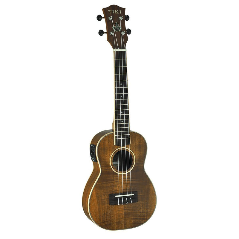 TKC-3P-NST-Tiki '3 Series' Koa Electric Concert Ukulele with Gig Bag (Natural Satin)-Living Music