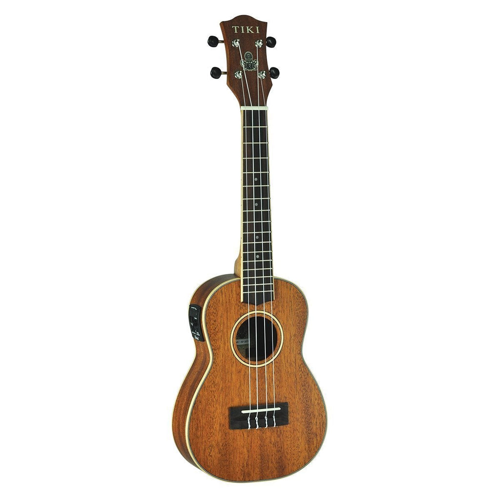 -Tiki '5 Series' Mahogany Solid Top Electric Concert Ukulele with Hard Case (Natural Satin)-Living Music