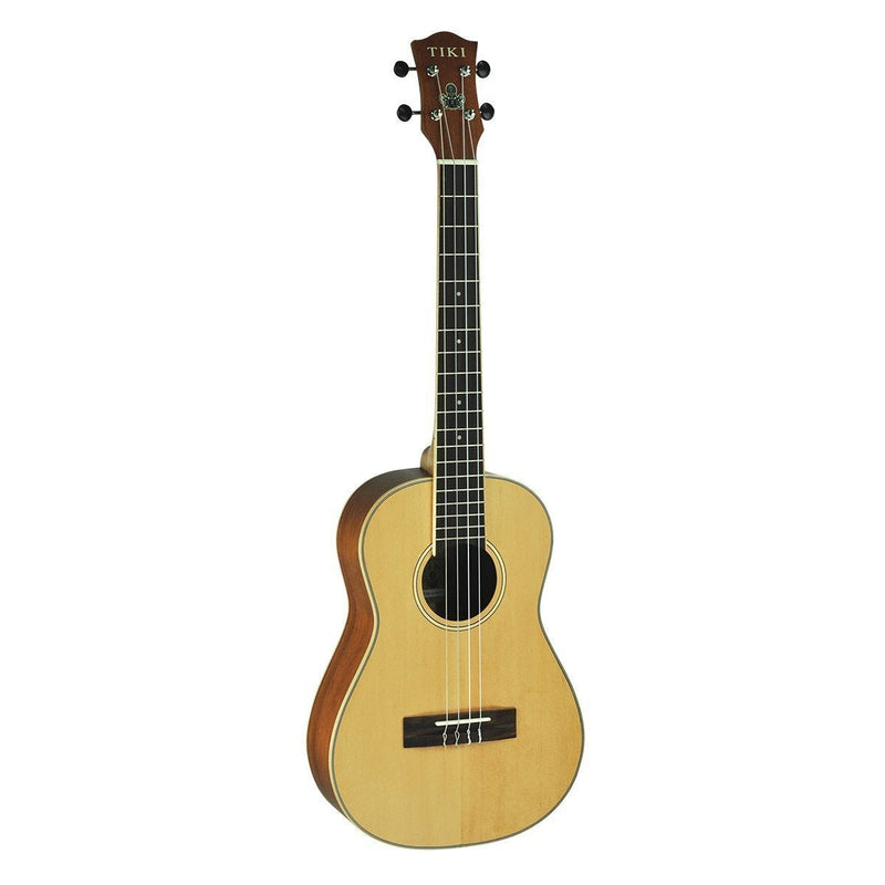 -Tiki '6 Series' Spruce Solid Top Baritone Ukulele with Hard Case (Natural Satin)-Living Music