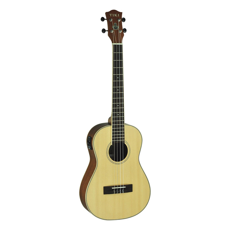 TSB-6P-NST-Tiki '6 Series' Spruce Solid Top Electric Baritone Ukulele with Hard Case (Natural Satin)-Living Music