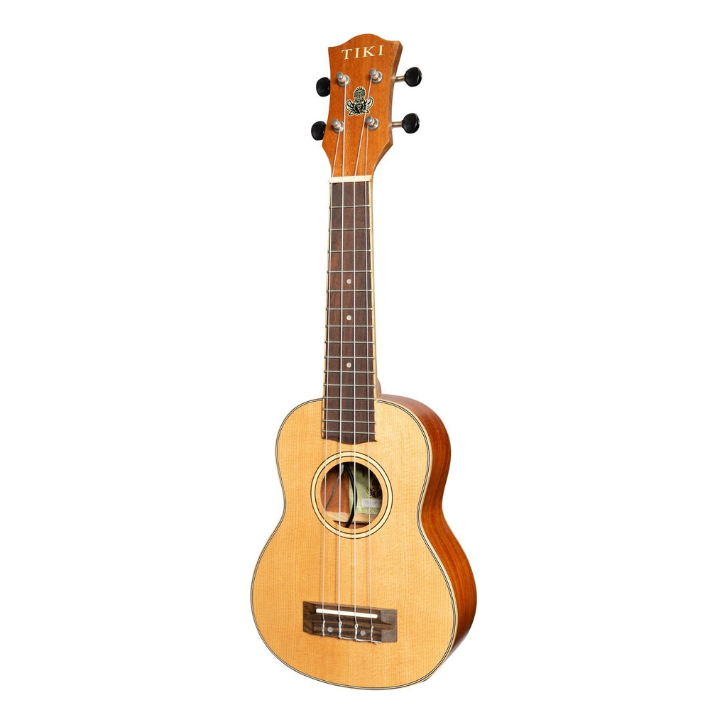 -Tiki '6 Series' Spruce Solid Top Electric Soprano Ukulele with Hard Case (Natural Satin)-Living Music