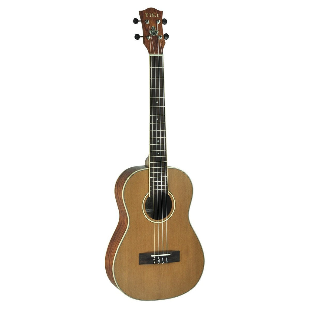 TCB-7-NST-Tiki '7 Series' Cedar Solid Top Baritone Ukulele with Hard Case (Natural Satin)-Living Music