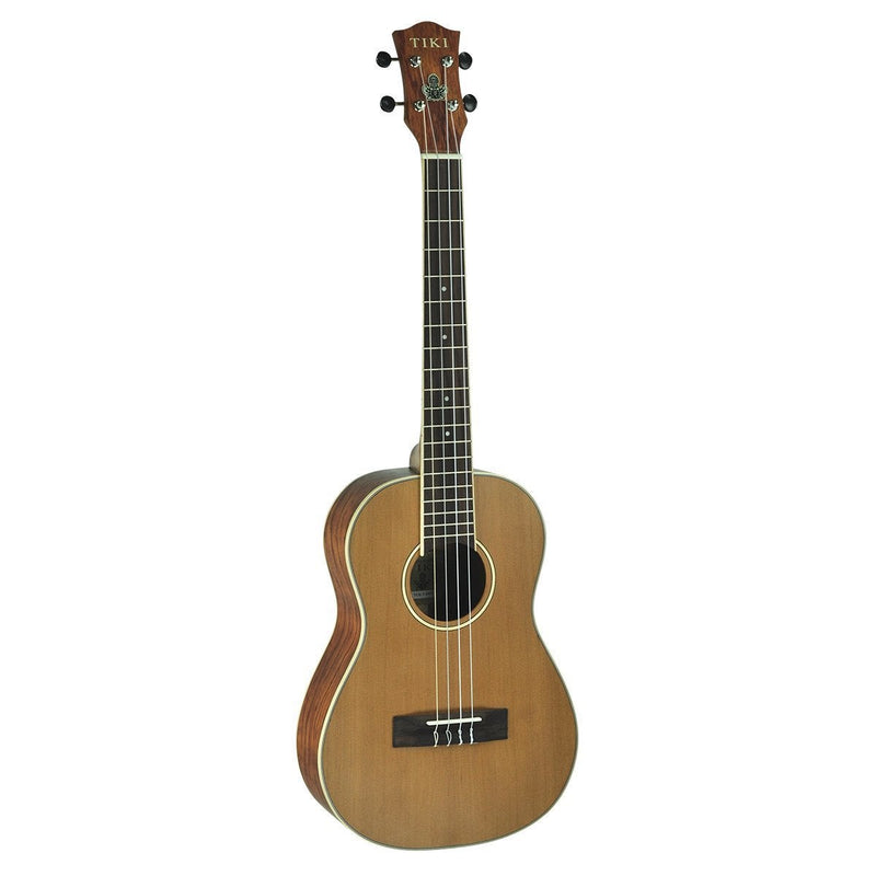 -Tiki '7 Series' Cedar Solid Top Baritone Ukulele with Hard Case (Natural Satin)-Living Music