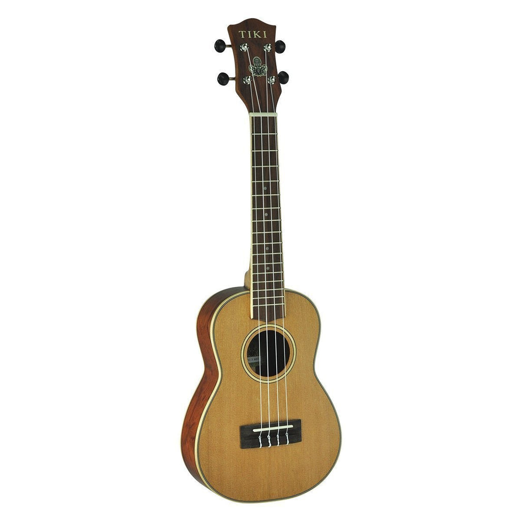 -Tiki '7 Series' Cedar Solid Top Concert Ukulele with Hard Case (Natural Satin)-Living Music