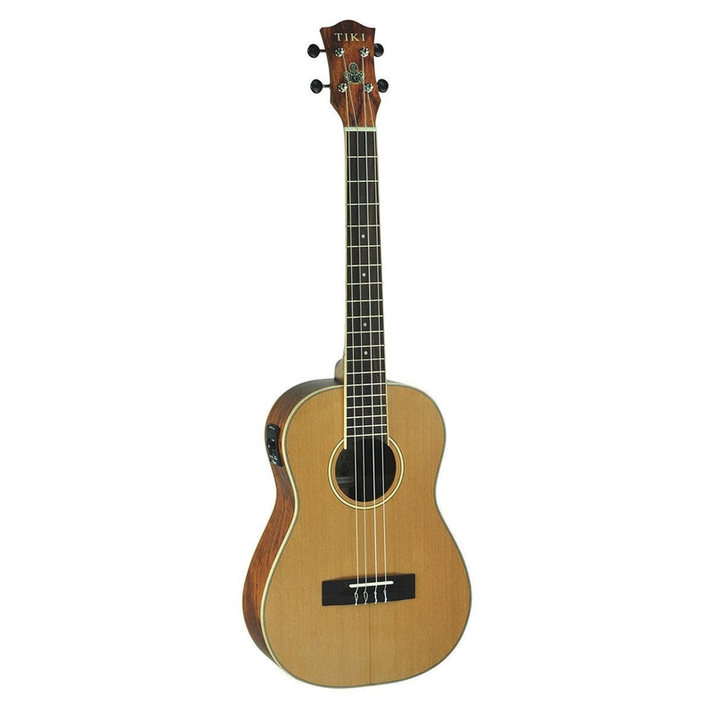 -Tiki '7 Series' Cedar Solid Top Electric Baritone Ukulele with Hard Case (Natural Satin)-Living Music
